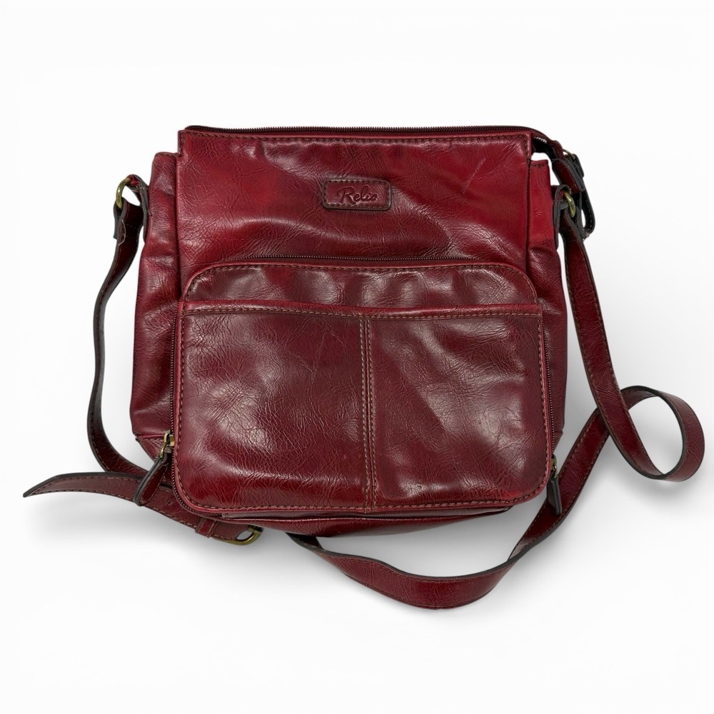 RELIC  Maroon Burgundy Faux Leather Crossbody Shoulder‎ Bag Adjustable Strap - Picture 4 of 10